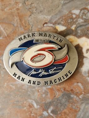 Vintage 1998 Mark Martin Nascar #6 Pewter Belt Buckle Valvoline Roush Racing